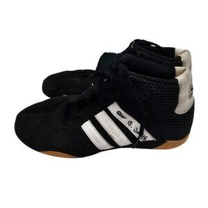 Adidas Mat Hog Wrestling Shoes Boys Sz 3.5 Youth Black White